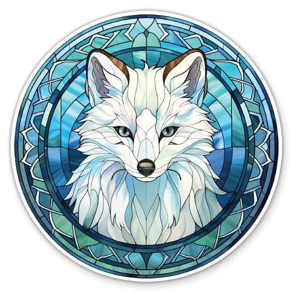 Arctic Fox Sticker - 5" Laptop Sticker - Waterproof Vinyl for Car, Phone, Water Bottle - Stained Glass Style Pretty Colorful Decal - Image 1