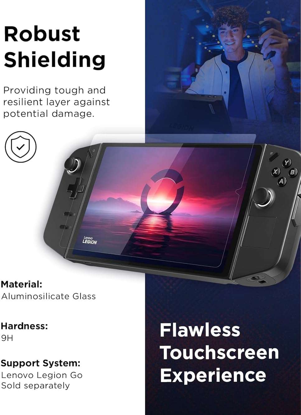 Lenovo Legion Go Screen Protector - Ultra-Thin 0.33mm Protective Glass with 9H Hardness - Guards Against Drops, Scratches and Scrapes - Easy Application, High Transparency - Image 3