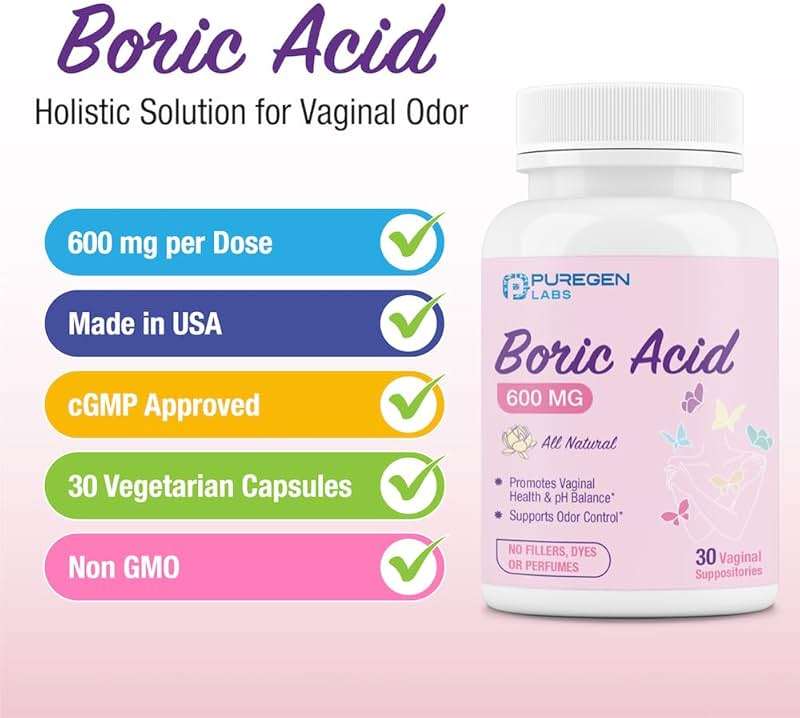 Puregen Labs Boric Acid 600 mg Vaginal Suppositories - 100% Pure | All Natural Without Dyes or Fillers | Supports Vaginal pH Balance and Odor Control (30 Count) - Image 8