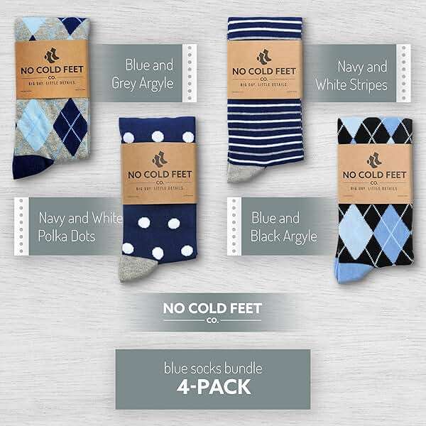 No Cold Feet Men’s Dress Socks, Fun Colorful Patterned, Mid-Calf, Cotton Blend, 4-Pack - Image 2