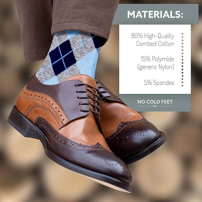 No Cold Feet Men’s Dress Socks, Fun Colorful Patterned, Mid-Calf, Cotton Blend, 4-Pack - Image 4