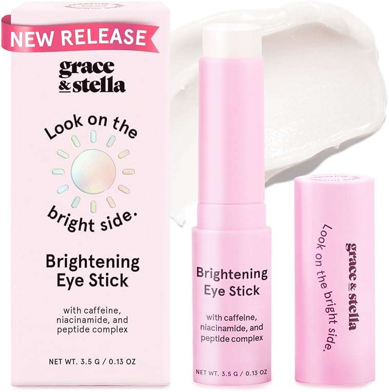 grace & stella Under Eye Brightener Balm Stick - Travel Essentials - Caffeine Eye Cream for Dark Circles, Puffiness, Wrinkles - Vegan Moisturizer Stick with Niacinamide, Hyaluronic Acid (0.13oz/3.5g) - Image 1