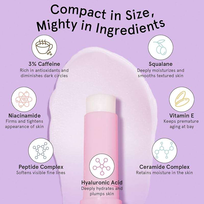 grace & stella Under Eye Brightener Balm Stick - Travel Essentials - Caffeine Eye Cream for Dark Circles, Puffiness, Wrinkles - Vegan Moisturizer Stick with Niacinamide, Hyaluronic Acid (0.13oz/3.5g) - Image 4