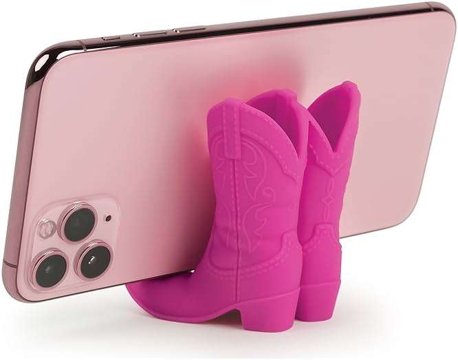 Genuine Fred Giddy UP Phone Stand, Pink, Cowboy Boot Tech Accessory, Fits Most Mobile Smartphones, Grippy Silicone, Fun Cowboy Boot Details - Image 2