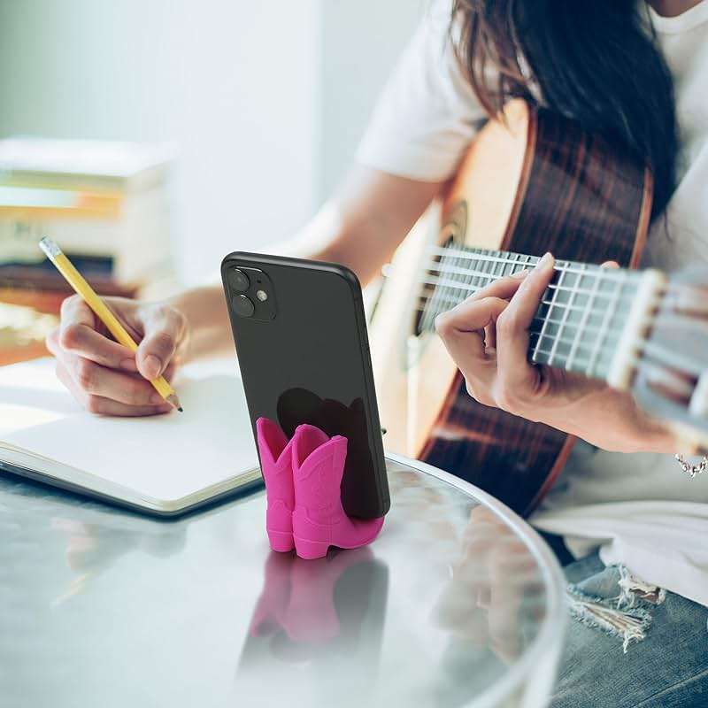 Genuine Fred Giddy UP Phone Stand, Pink, Cowboy Boot Tech Accessory, Fits Most Mobile Smartphones, Grippy Silicone, Fun Cowboy Boot Details - Image 3