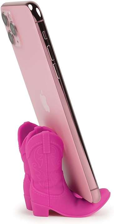 Genuine Fred Giddy UP Phone Stand, Pink, Cowboy Boot Tech Accessory, Fits Most Mobile Smartphones, Grippy Silicone, Fun Cowboy Boot Details - Image 4