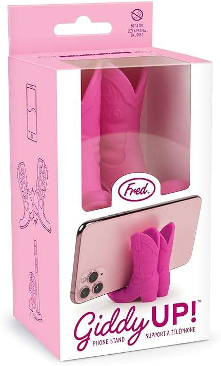 Genuine Fred Giddy UP Phone Stand, Pink, Cowboy Boot Tech Accessory, Fits Most Mobile Smartphones, Grippy Silicone, Fun Cowboy Boot Details - Image 5