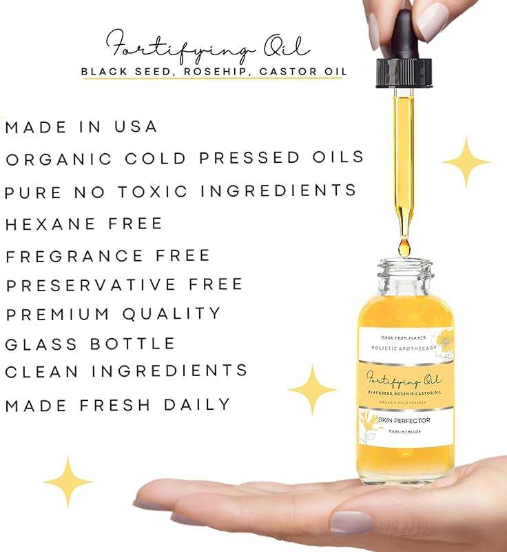 Black Seed, Rosehip & Castor Oil Organic Cold Pressed Fortifying Anti Aging Miracle Facial Moisturizer Face Oil Serum Glow Oil Hydrates Dry Wrinkled Skin Natural Skincare (1 FL OZ) - Image 5