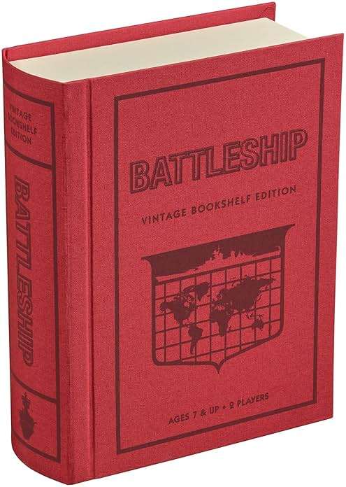 WS Game Company Battleship Vintage Bookshelf Edition Naval War Game Fabric-Wrapped Book Box, Folding Battle Cases, Vintage Display Board Games for 2 Players, Ages 7+ - Image 1
