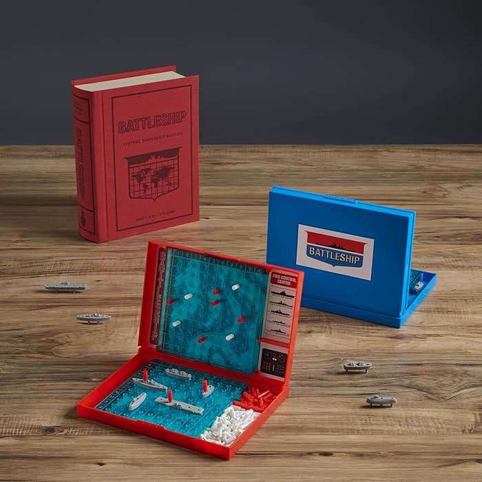 WS Game Company Battleship Vintage Bookshelf Edition Naval War Game Fabric-Wrapped Book Box, Folding Battle Cases, Vintage Display Board Games for 2 Players, Ages 7+ - Image 2
