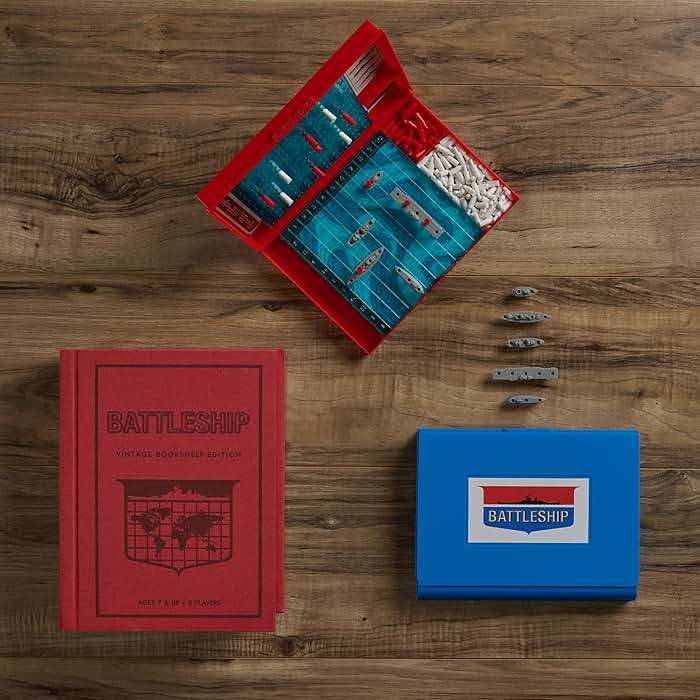 WS Game Company Battleship Vintage Bookshelf Edition Naval War Game Fabric-Wrapped Book Box, Folding Battle Cases, Vintage Display Board Games for 2 Players, Ages 7+ - Image 4