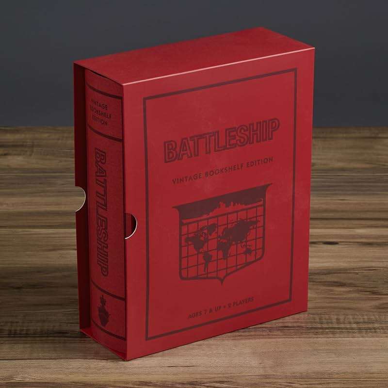 WS Game Company Battleship Vintage Bookshelf Edition Naval War Game Fabric-Wrapped Book Box, Folding Battle Cases, Vintage Display Board Games for 2 Players, Ages 7+ - Image 5