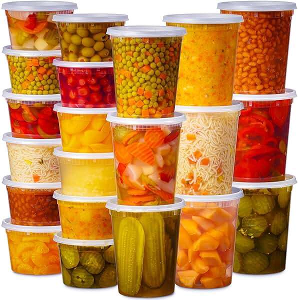 48 Clear Plastic Deli Containers with Lids, 16 oz 32 oz Combo Pack 24 Each | Airtight Disposable Food Storage Meal Prep Containers, BPA Free, Stackable, Leakproof, Microwave and Freezer Safe - Image 1