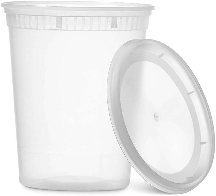 48 Clear Plastic Deli Containers with Lids, 16 oz 32 oz Combo Pack 24 Each | Airtight Disposable Food Storage Meal Prep Containers, BPA Free, Stackable, Leakproof, Microwave and Freezer Safe - Image 5
