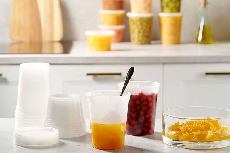 48 Clear Plastic Deli Containers with Lids, 16 oz 32 oz Combo Pack 24 Each | Airtight Disposable Food Storage Meal Prep Containers, BPA Free, Stackable, Leakproof, Microwave and Freezer Safe - Image 6