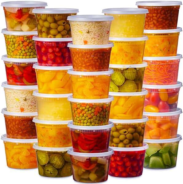 48 Clear Plastic Deli Containers with Lids, 16 oz 32 oz Combo Pack 24 Each | Airtight Disposable Food Storage Meal Prep Containers, BPA Free, Stackable, Leakproof, Microwave and Freezer Safe - Image 8
