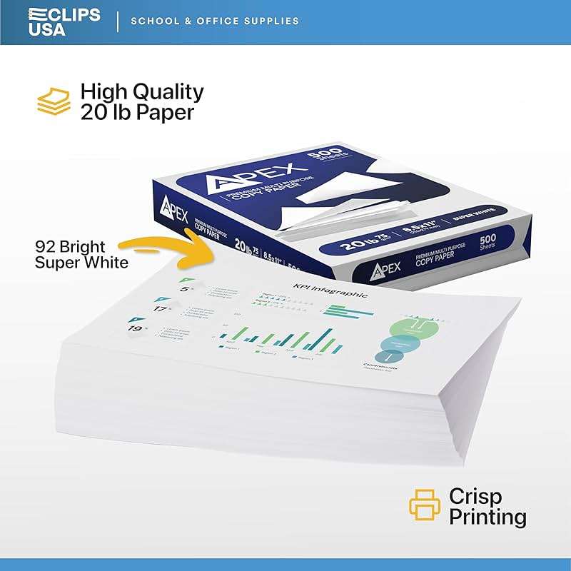 Copy Paper Printer Paper 20lb Multipurpose Printer Paper 8.5 x 11 White 92 Bright White Paper Office Supplies 500 Sheets Per Ream (10 Reams Case 5000 Sheets) - Image 3