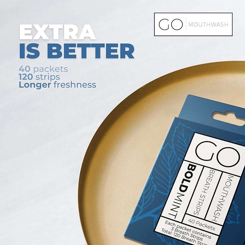 Breath Strips for Bad Breath by Go Mouthwash- Indivivual Packets containing 3 Bold Mint Strips - Alternative to Breath Mints, Travel Mouthwash, Breath Spray, and Other Fresheners - Perfect on the GO - Image 4