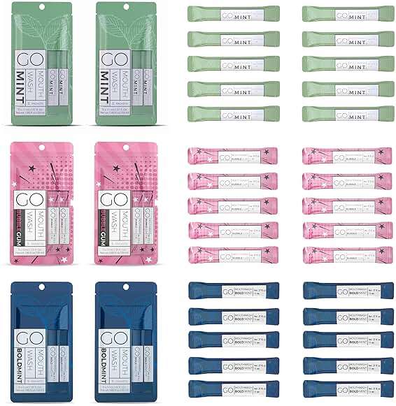 Bold Mint GO Travel Size Mouthwash Packets - Bulk Individual Mini Mouthwash Packets - Perfect Travel Size Toiletries for Guest Bathrooms - Alternative to Breath Strips and Spray, Alcohol and Dye Free - Image 1