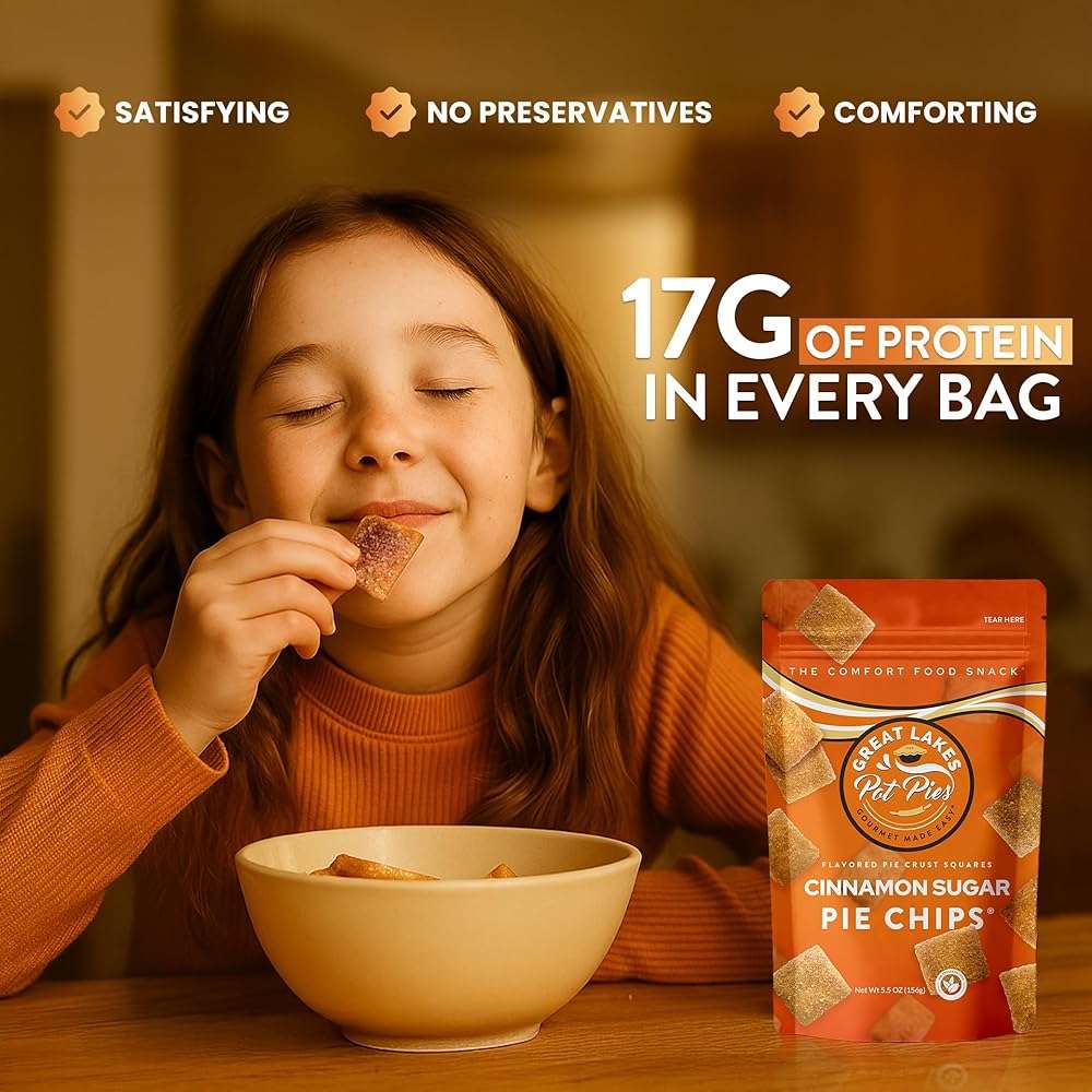 Great Lakes Pot Pies - Cinnamon Sugar Pie Chips - Crunchy Cookie Crisp - Buttery Cinnamon Snacks for Adults & Kids - Cinnamon Crackers - 4 Pack - Image 4