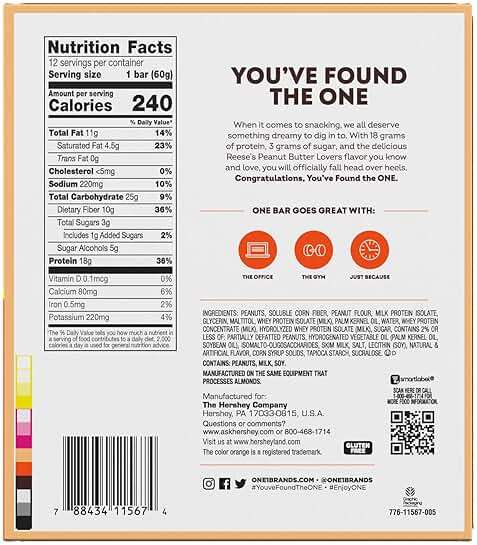 ONE Protein Bars, Reese's Peanut Butter Lovers, Gluten Free with 18g Protein and 3g Sugar, Pantry Staples, 2.12 oz (12 Count) - Image 2