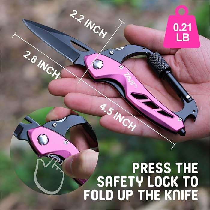 Multitool with Pocket Knife for Women, EDC Keychain Box Cutter with Window Breaker, Screwdriver, Bottle Opener, Camping Hiking Gear Gadget, Gifts for Women Mom Wife - Mothers Day Birthday Christmas - Image 3