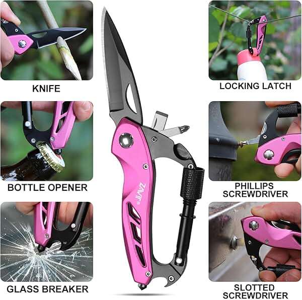 Multitool with Pocket Knife for Women, EDC Keychain Box Cutter with Window Breaker, Screwdriver, Bottle Opener, Camping Hiking Gear Gadget, Gifts for Women Mom Wife - Mothers Day Birthday Christmas - Image 5