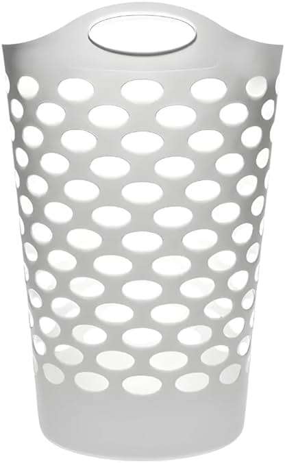 Tall Flex Laundry Basket Plastic Hamper for Clothes, Bedroom, and Storage with Handles 17.75" x 17.25" x 26", White - Image 1