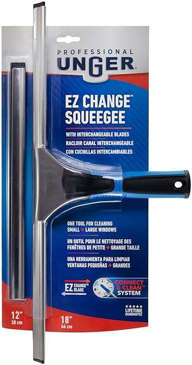 Unger Professional Connect and Clean 18” EZ Change Window and Glass Cleaning Squeegee, Large and Small Windows, Rubber Blade Tool for Streak-Free Results, Includes 12” Channel - Image 9