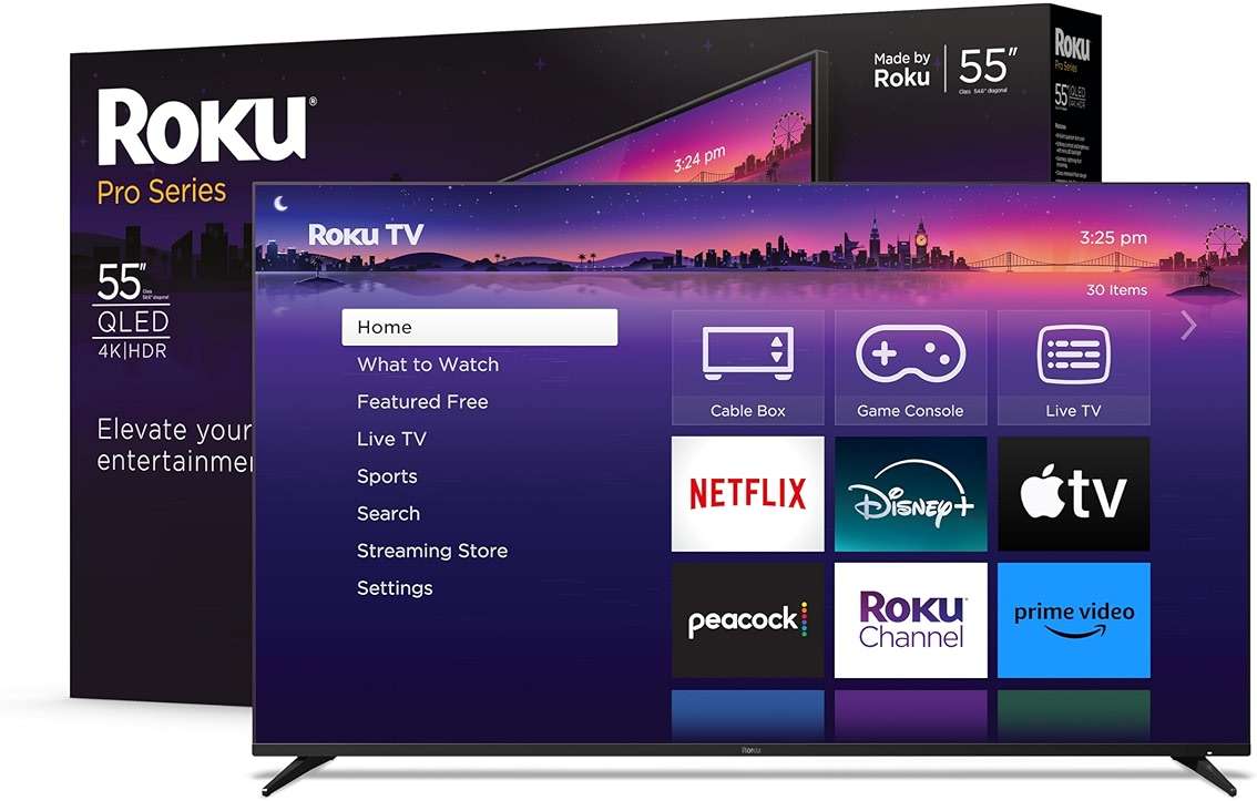 Roku Smart TV – 55-Inch Pro Series 4K QLED RokuTV with Backlit Roku Voice Remote Pro, Dolby Vision IQ, 120Hz Refresh Rate – Live Local News, Sports, Gaming - Image 1