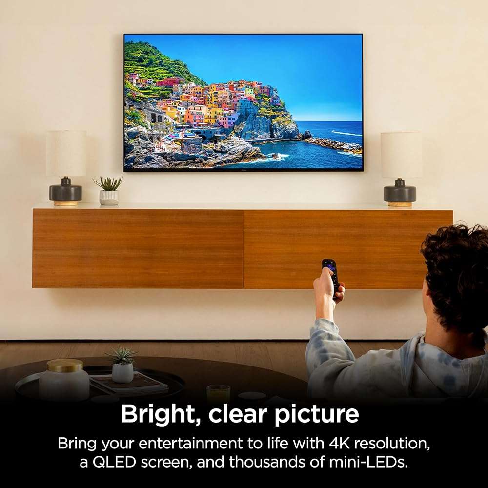Roku Smart TV – 55-Inch Pro Series 4K QLED RokuTV with Backlit Roku Voice Remote Pro, Dolby Vision IQ, 120Hz Refresh Rate – Live Local News, Sports, Gaming - Image 2