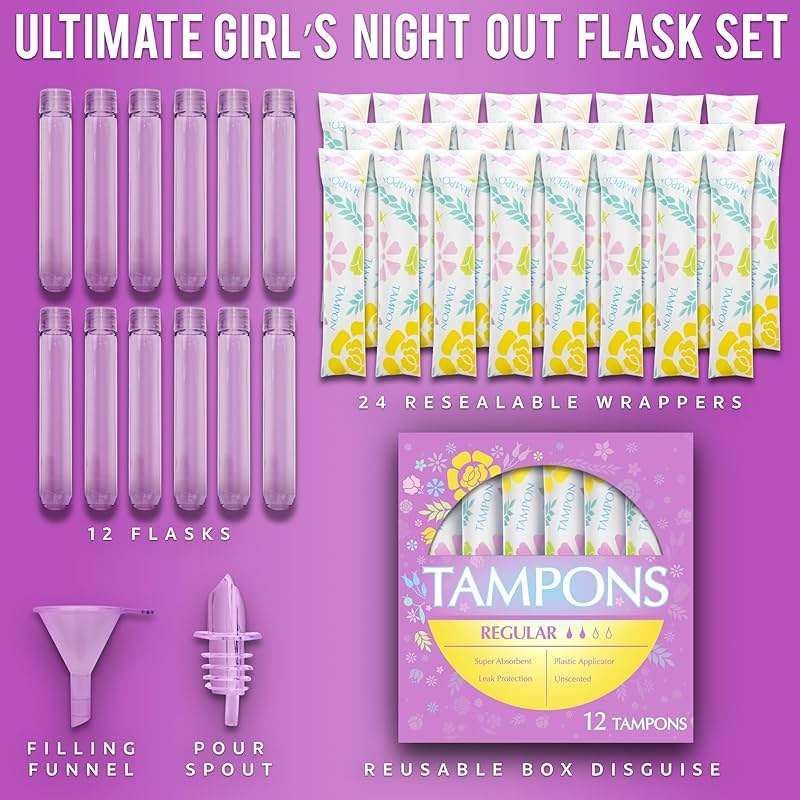 GoPong Tampon Flasks 12 Pack (18 oz Total) - Hidden Alcohol Travel Flasks for Women - Secret Liquor Containers for Nightclubs, Festivals, Cruises, and Sports Events – Includes Funnel & Spout - Image 6