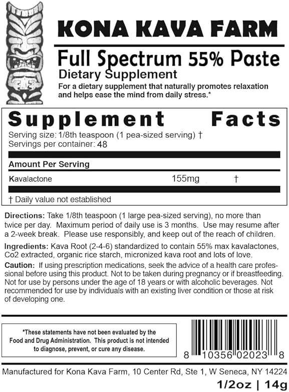 Kona Kava Farm Full Spectrum 55% Kavalactone Paste (0.5 oz) - Maximum Strength Noble Kava Root - Supercritical CO2 Cold Extraction - Ultra-Potent, Vegan & Travel-Friendly - Non-GMO & Easy to Mix - Image 2