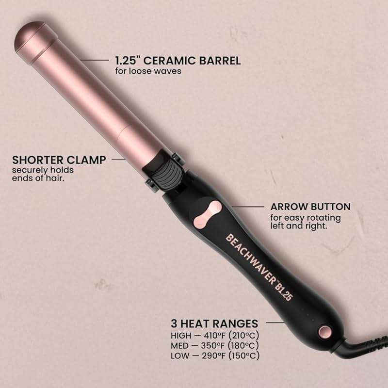 The Beachwaver Co. Rotating Curling Iron Ceramic Curling Iron - Largest Barrel Size for Long Hair! | Auto-Shut Off, Travel-Friendly, Dual Voltage - Image 5