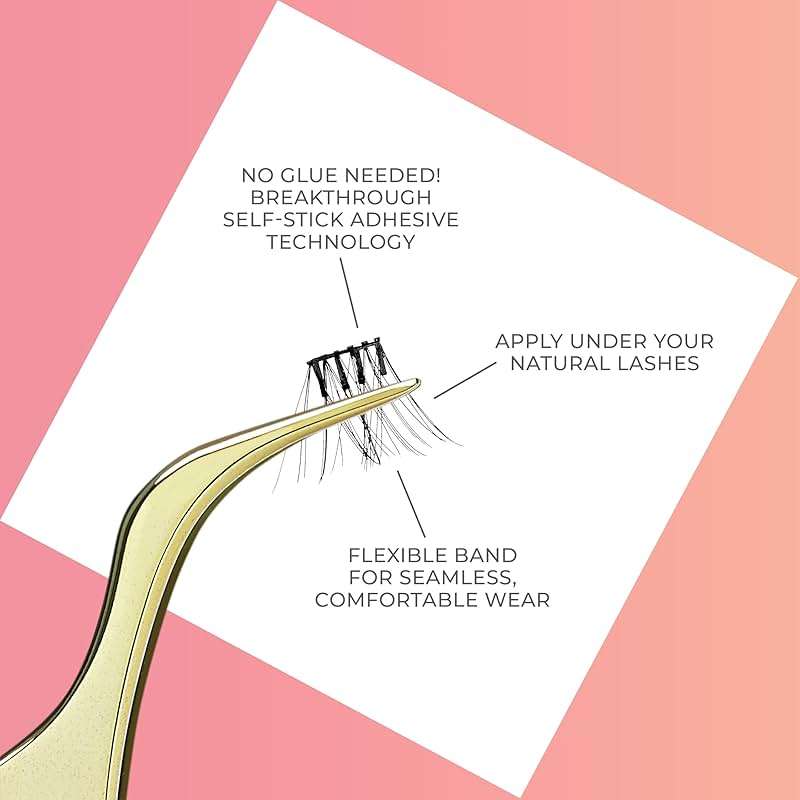 Kiss Impress Falsies Press On Self Adhesive Eyelashes, 10mm-12mm Natural Volume Press On Lashes, Black, No Glue Needed, Invisible Band, 12 Lash Clusters - Classy - Image 3