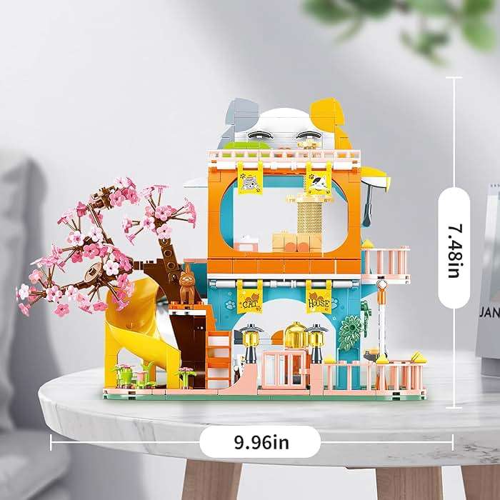 QLT QIAOLETONG Cute Cat House Toy Building Set for Girls 6-12, Compatible with Lego Friend, 521 PCS Friendship House Building Blocks Kit with Animals, Ideas Birthday Gift for Kids Boys 8-12 - Image 2