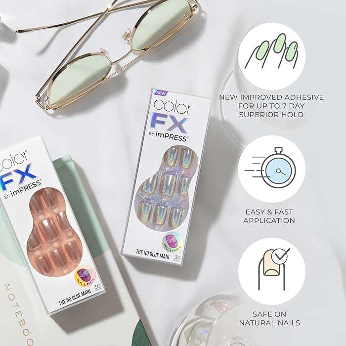 Kiss colorFX by Impress Press On Nails, Levels, 30 No Glue Peel and Stick Nails Kit with IMPROVED Adhesive, Pink Squoval Chrome Effect, Includes Prep Pad, Manicure Stick & Mini File - Image 4