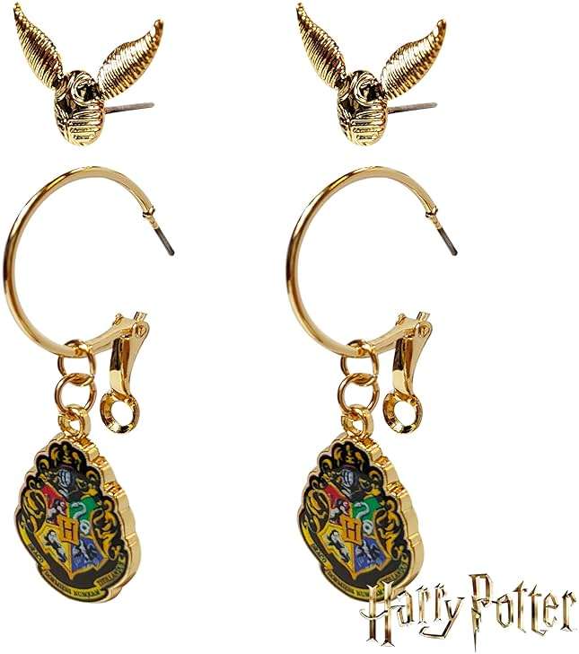 LUV HER Harry Potter Hypoallergenic Earrings for Girls, Stud & Fishhook Drop Sets with Charms One Size Fits All Jewelry for Women Accessories Ages 4+ - Image 2