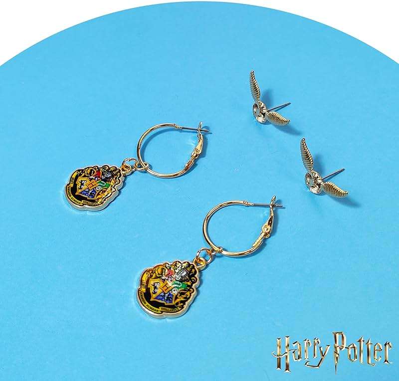 LUV HER Harry Potter Hypoallergenic Earrings for Girls, Stud & Fishhook Drop Sets with Charms One Size Fits All Jewelry for Women Accessories Ages 4+ - Image 5
