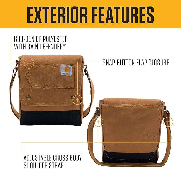 Carhartt Crossbody Snap Bag, Durable, Adjustable Shoulder Bag with Flap Over Snap Closure - Image 2