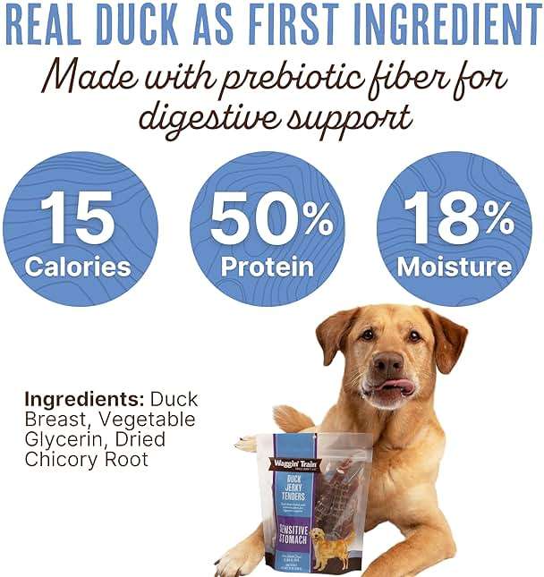 Waggin' Train Duck Jerky Dog Treats for Dogs with Sensitive Stomachs, Made with 100% Real Duck Breasts, Three All-Natural Ingredients, High Protein Dog Treat, Easily Digestible for Dogs, 12 oz. Pouch - Image 3