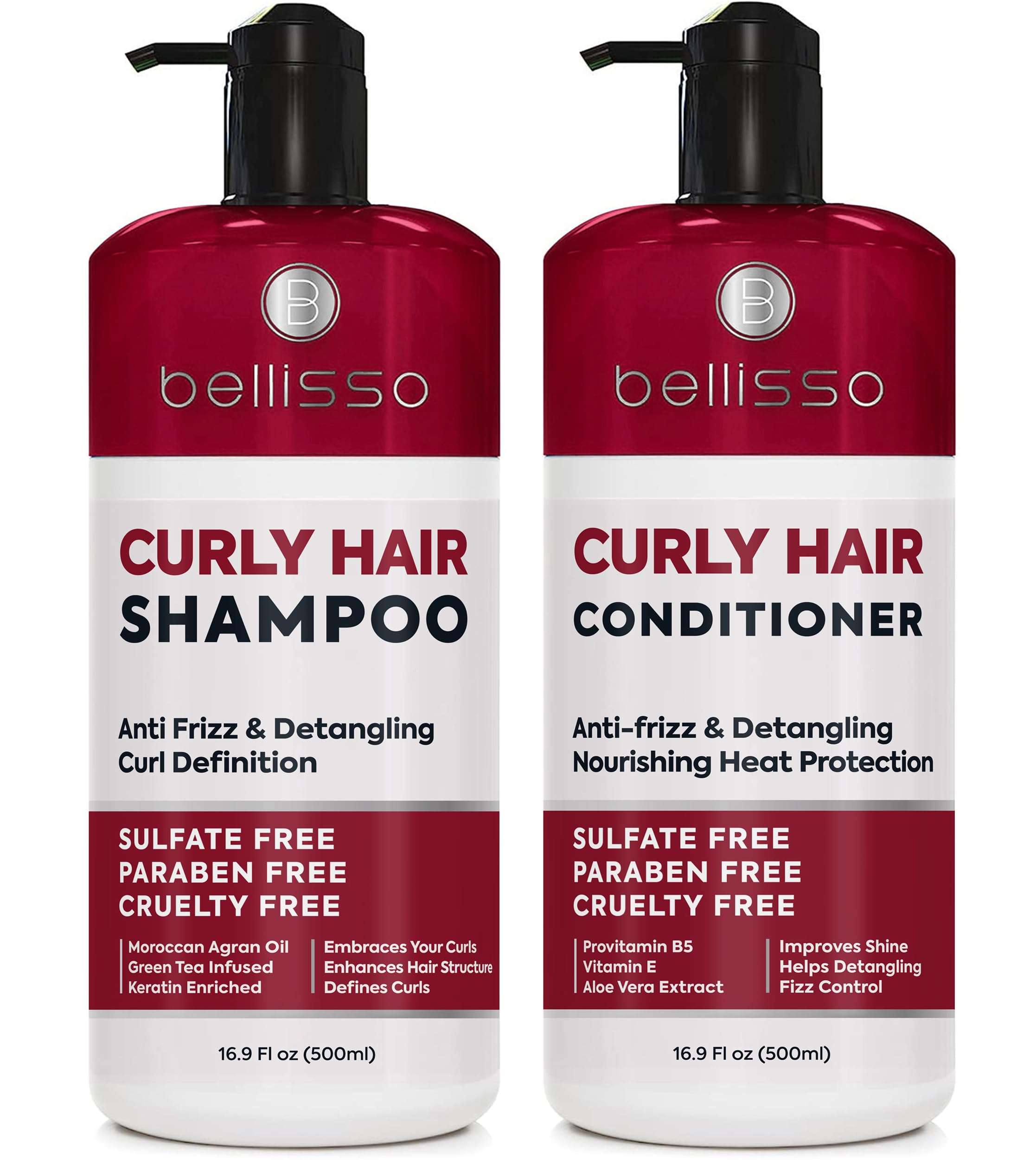 Curly Hair Shampoo and Conditioner Set - For Defining Wavy, Permed, Frizzy, Fine and Black Curls - Moisturizing, Sulfate Free Formula for Women and Men - Products are Safe for Color Treated Locks - Image 1