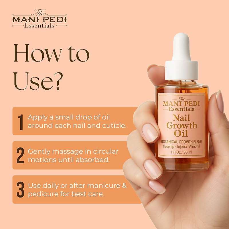 TMPE Nail Growth Oil 1 fl oz | Rosehip, Jojoba & Almond Oil Blend | Fast Nail Growth Serum for Stronger Longer Nails | Cuticle Oil Strengthener | Nourishing Nail Treatment for Brittle Damaged Nails - Image 5