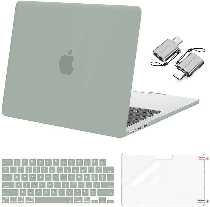 MOSISO Compatible with MacBook Air 13 inch Case M5 2026 M4 2025 M3 M2 2024-2022 A3449 A3240 A3113 A2681, Hard Shell&Keyboard Cover&Screen Film&Type C for MacBook Air 13.6 inch Case, Antique Green - Image 1