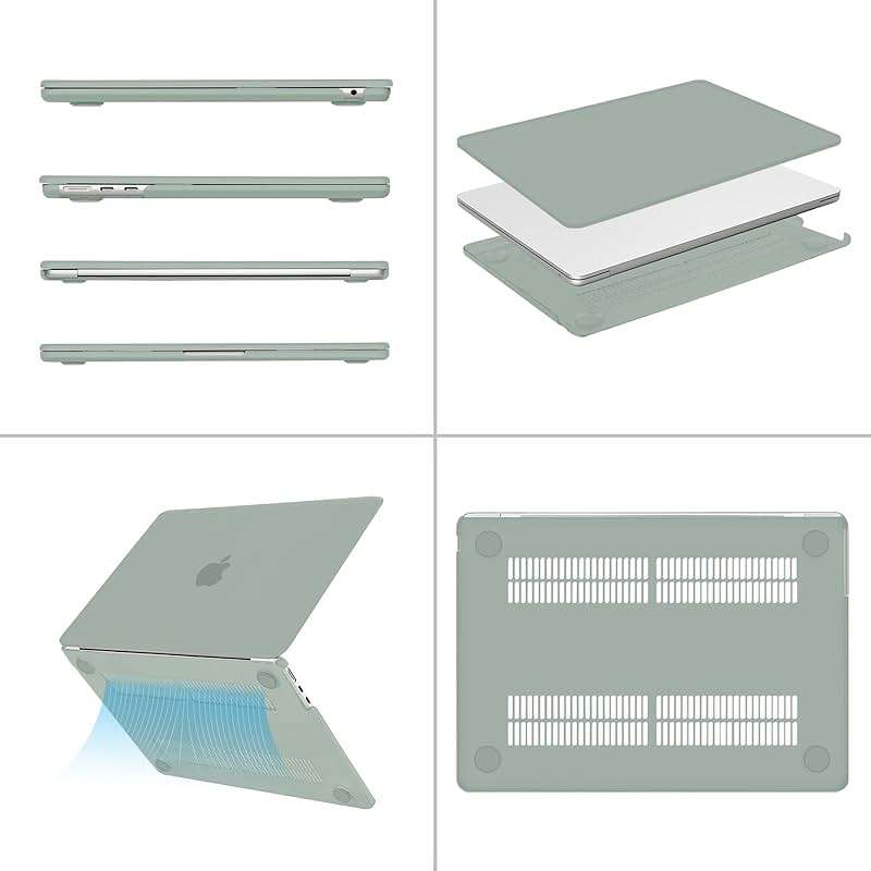 MOSISO Compatible with MacBook Air 13 inch Case M5 2026 M4 2025 M3 M2 2024-2022 A3449 A3240 A3113 A2681, Hard Shell&Keyboard Cover&Screen Film&Type C for MacBook Air 13.6 inch Case, Antique Green - Image 5