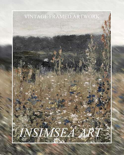 InSimSea Extra Large Framed Vintage Wall Art, Living Room Country Farmhouse Decor, Flower Meadow Landscape Paintings, Canvas Prints, Retro Scenery Long Pictures for Bedroom Above of Bed,20x40inch - Image 7