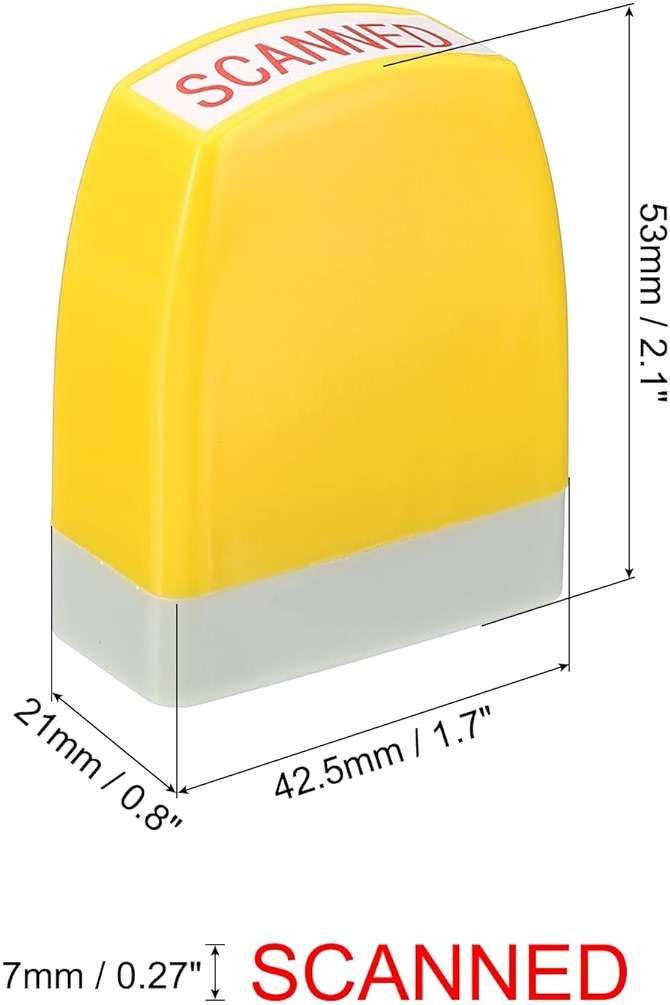 PATIKIL Scanned Notice Stamp Self Inking, Red Ink Office Stamps Pre Inked Message Stamp Refillable Business Stamp, Yellow - Image 3
