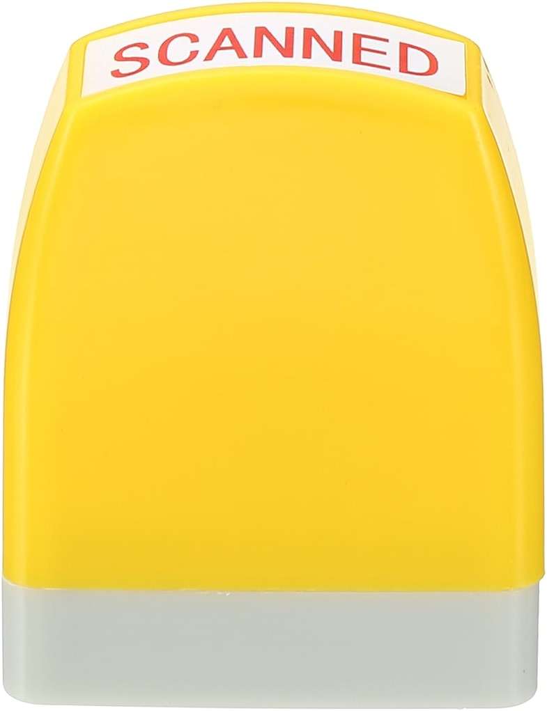PATIKIL Scanned Notice Stamp Self Inking, Red Ink Office Stamps Pre Inked Message Stamp Refillable Business Stamp, Yellow - Image 4