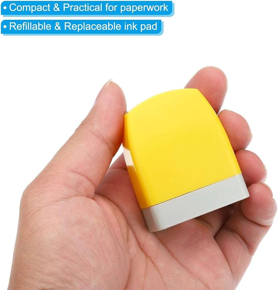 PATIKIL Scanned Notice Stamp Self Inking, Red Ink Office Stamps Pre Inked Message Stamp Refillable Business Stamp, Yellow - Image 5