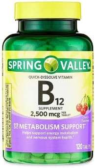 Generic Spring Valley, Vitamin B12 2500 mcg, B12 Quick-Dissolve Cherry Flavor Tablets Dietary Supplement, Vitamin B12, 120 Count + DRI Store +Sticker - Image 3